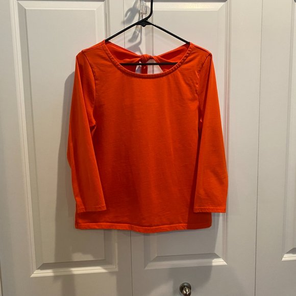 J Crew Orange Keyhole Tie Back Cotton Top Size Medium - Picture 7 of 8